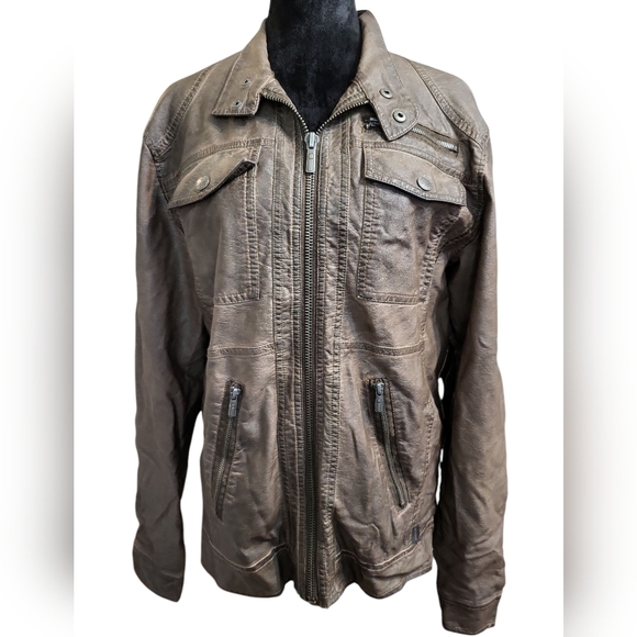 Jeans By Buffalo Jacket Small Men's Brown Leather Jacket - Picture 5 of 12